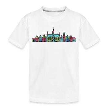 Décors de la silhouette de l’hôtel de ville de Brême - T-shirt bio Premium Enfant - blanc - Devant
