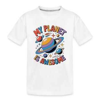 My Planet Is Awesome - Kinder Premium Bio T-Shirt - Weiß - Vorne