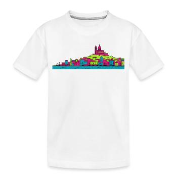 Marseille City Skyline Basilika Moderne Linienkunst - Kinder Premium Bio T-Shirt - Weiß - Vorne