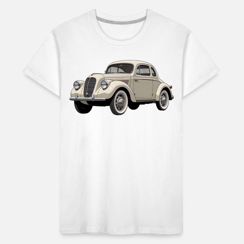 Beige Oldtimer Coupé Artwork Kinder Premium Bio T-Shirt