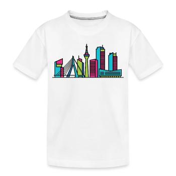 Amsterdam City Skyline Canal beherbergt Linienzeichnungen - Kinder Premium Bio T-Shirt - Weiß - Vorne