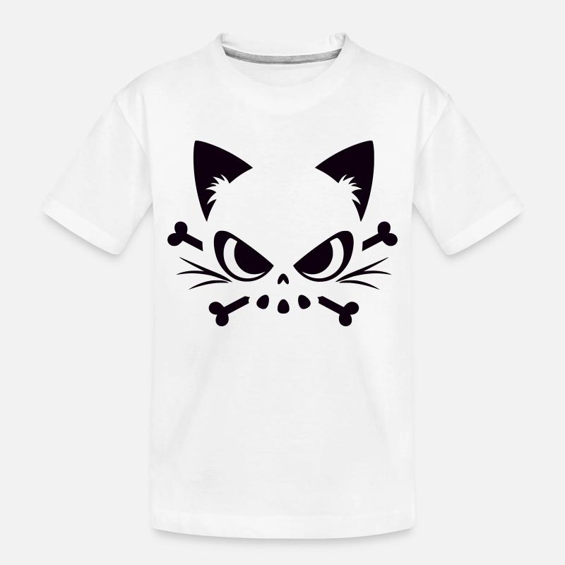 Crâne de chat | Motif minimaliste de Skull & Bones - T-shirt bio Premium Enfant - blanc