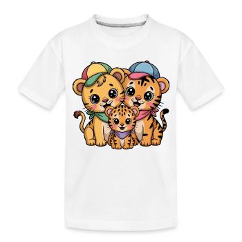 Süße Löwe Tiger Leopard Freunde - Kinder Premium Bio T-Shirt - Weiß - Vorne