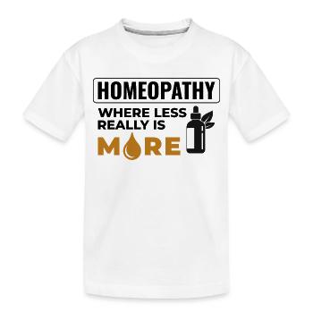 Homéopathie où moins c’est plus d’équipement professionnel - T-shirt bio Premium Enfant - blanc - Devant
