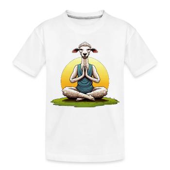 Yoga Schaf - Kinder Premium Bio T-Shirt - Weiß - Vorne