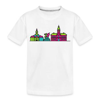 Klagenfurter Stadtsilhouette Lindwurm Moderne Kunst - Kinder Premium Bio T-Shirt - Weiß - Vorne