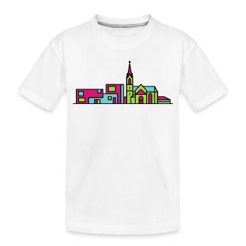 Skyline de la nouvelle cathédrale de Linz Art moderne en ligne - T-shirt bio Premium Enfant - blanc - Devant
