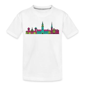 Poznaan Stadtsilhouette Rathaus Ziegenkunst - Kinder Premium Bio T-Shirt - Weiß - Vorne