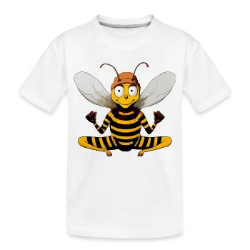 Yoga Biene - Kinder Premium Bio T-Shirt - Weiß - Vorne