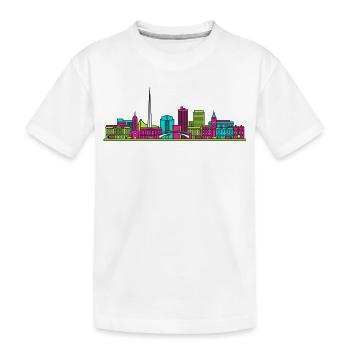 Dublin City Skyline Ha'penny Bridge Line Kunst - Kinder Premium Bio T-Shirt - Weiß - Vorne