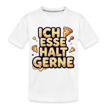 Ich esse halt gerne Pizza - Kinder Premium Bio T-Shirt - Weiß - Vorne