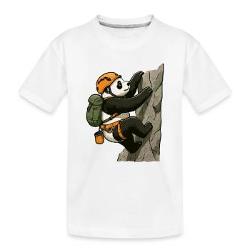 Bloc panda avec du matériel d’escalade - T-shirt bio Premium Enfant - blanc - Devant