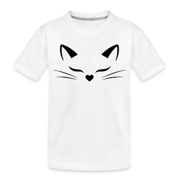 Visage de chat mignon avec nez en forme de cœur | Style d’art lineal - T-shirt bio Premium Enfant - blanc - Devant