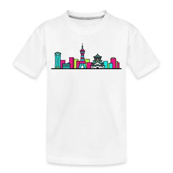 Art de la silhouette du château de la ville d’Osaka - T-shirt bio Premium Enfant - blanc - Devant