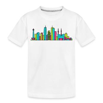 Jakarta City Skyline Monas Monument Moderne Kunst - Kinder Premium Bio T-Shirt - Weiß - Vorne