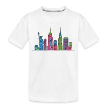 Illustrations de lignes Liberty Skyline de New York City - T-shirt bio Premium Enfant - blanc - Devant