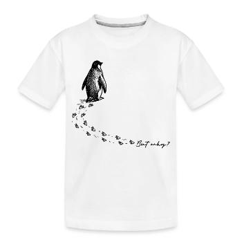 Mais pourquoi ? Empreintes de mème du manchot gribouillis gribouillis - T-shirt bio Premium Enfant - blanc - Devant