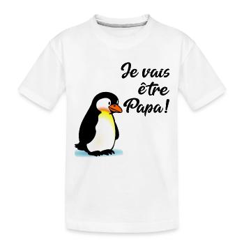 Announce Baby Daddy Penguin - Kids' Premium Organic T-Shirt - white - Front