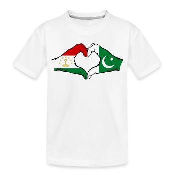 Tajikistan Pakistan Flagge Herzform - Kinder Premium Bio T-Shirt - Weiß - Vorne