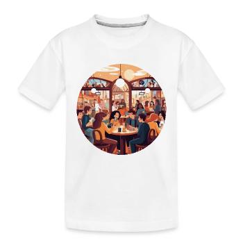 Cafe Gespräche im Abendlicht - Kinder Premium Bio T-Shirt - Weiß - Vorne