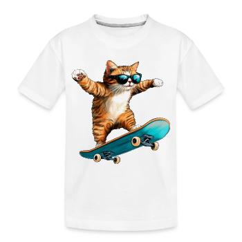 Chat patineur - T-shirt bio Premium Enfant - blanc - Devant