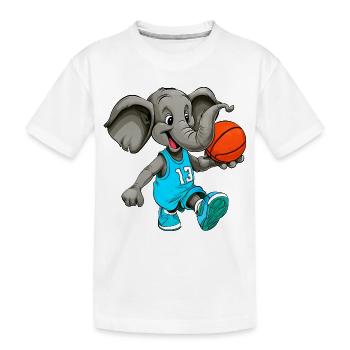 Elefanten Basketball Hooper - Kinder Premium Bio T-Shirt - Weiß - Vorne