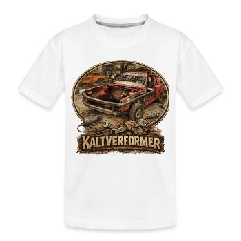 Kaltverformer: Verrosteter Truck - Kinder Premium Bio T-Shirt - Weiß - Vorne