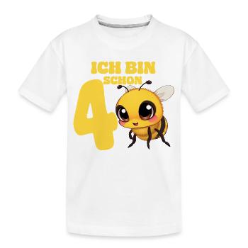 Anniversaire Abeille de 4 ans Abeille mignonne - T-shirt bio Premium Enfant - blanc - Devant