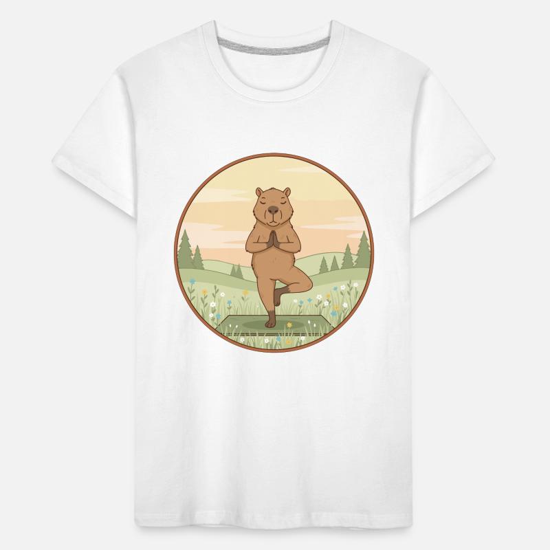 Yoga Capybara Rodent Doing Tree Pose Kids' Premium Organic T-Shirt