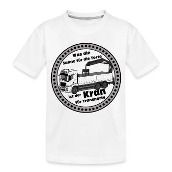 Transport de grues : Crème pour le gâteau - T-shirt bio Premium Enfant - blanc - Devant