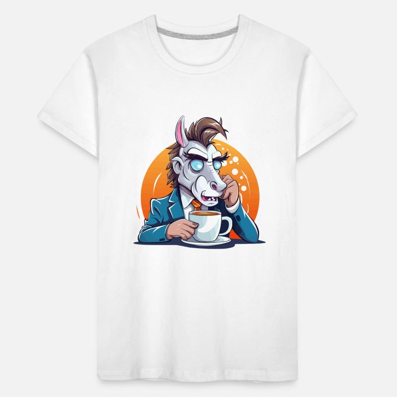 Âne de bureau buvant un café T-shirt bio Premium Enfant