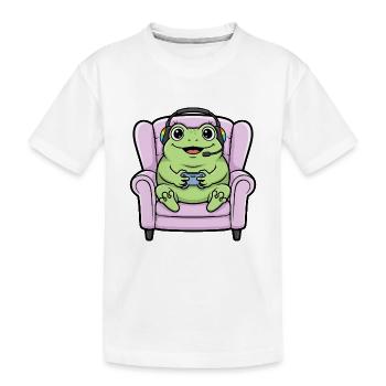 Gamer Frosch Amphibien spielt Videospiele - Kinder Premium Bio T-Shirt - Weiß - Vorne