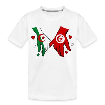 Algérie-Tunisie Drapeau main dans la main - T-shirt bio Premium Enfant - blanc - Devant