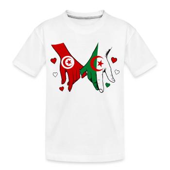 Tunisie-Algérie Drapeau main dans la main - T-shirt bio Premium Enfant - blanc - Devant