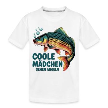 Coole Mädchen Angeln Karpfen - Kinder Premium Bio T-Shirt - Weiß - Vorne