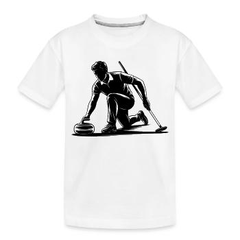 Curling Mann Sportler Action Silhouette - Kinder Premium Bio T-Shirt - Weiß - Vorne