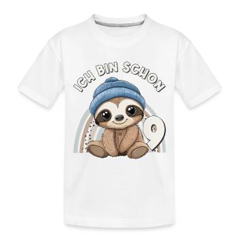 9e anniversaire paresseux arc-en-ciel mignon - T-shirt bio Premium Enfant - blanc - Devant