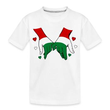 Drapeau hongrois main dans la main - T-shirt bio Premium Enfant - blanc - Devant