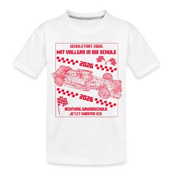 Mit Vollgas in der Grundschule - Einschulung 2026 - Kinder Premium Bio T-Shirt - Weiß - Vorne