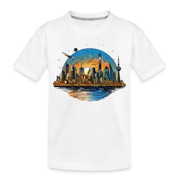Sonnenuntergang Skyline Spiegelung - Kinder Premium Bio T-Shirt - Weiß - Vorne