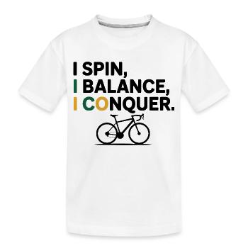 Künstlerisches Radfahren Ich drehe mich Ich balanciere Ich erobere - Kinder Premium Bio T-Shirt - Weiß - Vorne