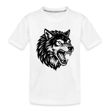 Wolf Schwarz-Weiß Wolf Alpha Maskottchen-Logo - Kinder Premium Bio T-Shirt - Weiß - Vorne