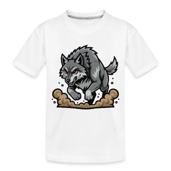 Loup Gris Sauvage Charge Mascotte Wolf Run - T-shirt bio Premium Enfant - blanc - Devant