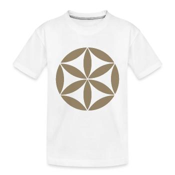 Taupe Geometric Flower Circle - Kids' Premium Organic T-Shirt - white - Front