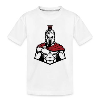 Spartan Muscular Frontal Logo Maskottchen-Gym - Kinder Premium Bio T-Shirt - Weiß - Vorne
