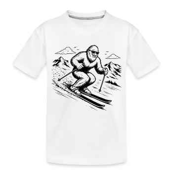 Bigfoot Sasquatch Skifahrer in den Bergen - Kinder Premium Bio T-Shirt - Weiß - Vorne