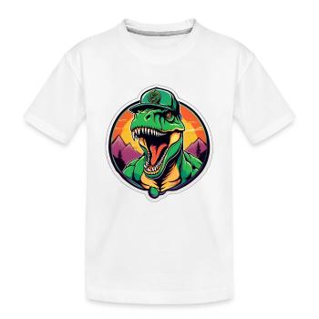 Dinosaurier-Sonnenuntergangs-Kopfschmuck - Kinder Premium Bio T-Shirt - Weiß - Vorne