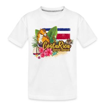 Jaguar rétro vintage Costa Rica avec souvenir de drapeau - T-shirt bio Premium Enfant - blanc - Devant