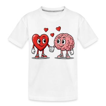Cœur et Cerveau connectés - T-shirt bio Premium Enfant - blanc - Devant