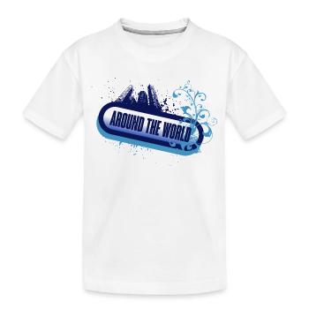 Rund um die Welt – Floral Blue Foam - Kinder Premium Bio T-Shirt - Weiß - Vorne